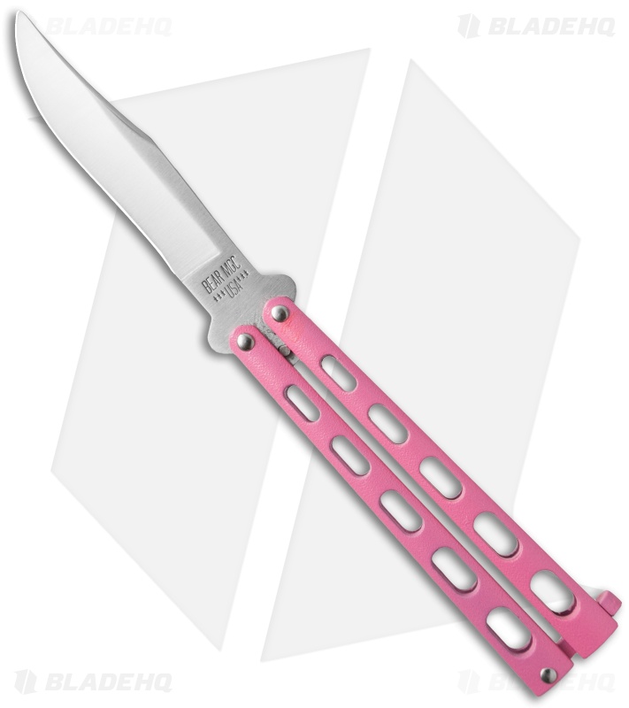 Bear & Son 5" Butterfly Knife Pink (4" Satin) *Discounted*