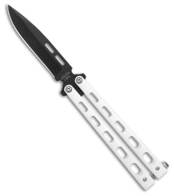 Bear & Son Large Clip Point Butterfly Knife White (4.1" Black) 115W 