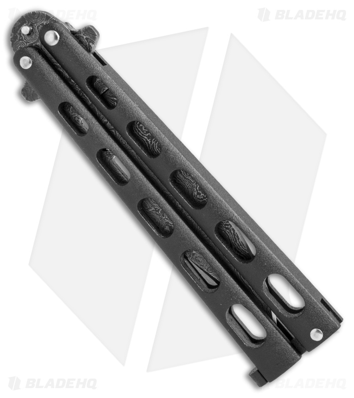 Bear & Son Butterfly Knife Black (4" Damascus) 115D 