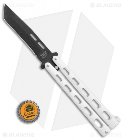 Bear & Son Large Butterfly Knife Tanto White (3.9" Black) 115TANW 