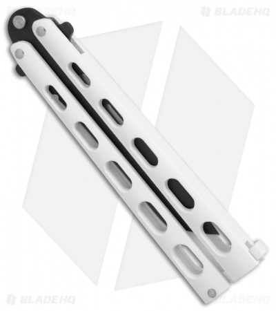 Bear & Son Large Butterfly Knife Tanto White (3.9" Black) 115TANW 