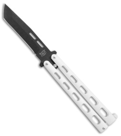 Bear & Son Large Butterfly Knife Tanto White (3.9" Black) 115TANW 