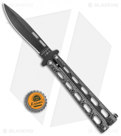 Bear & Son 115 Large Butterfly Knife Silver Speckle (4" Black)