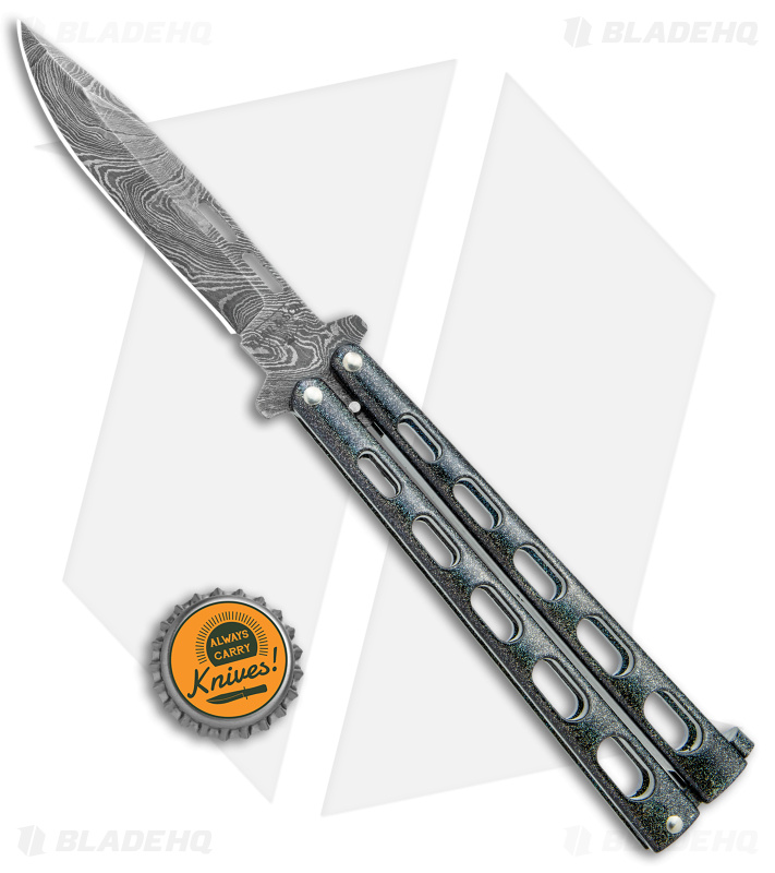 Bear & Son Large Butterfly Knife Galaxy (4" Damascus) 115GXD 