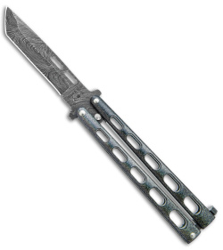 Bear & Son Large Butterfly Tanto Knife Galaxy (4" Damascus) 115TANGXD 