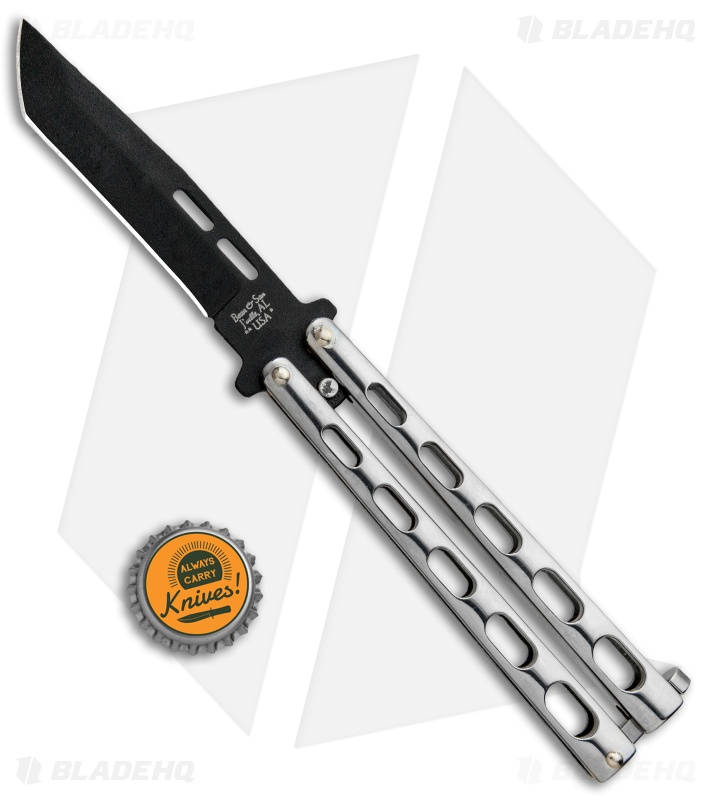 Bear &  Son Tanto Butterfly Knife Stainless Steel  (4.1" Black) SS15TAN 