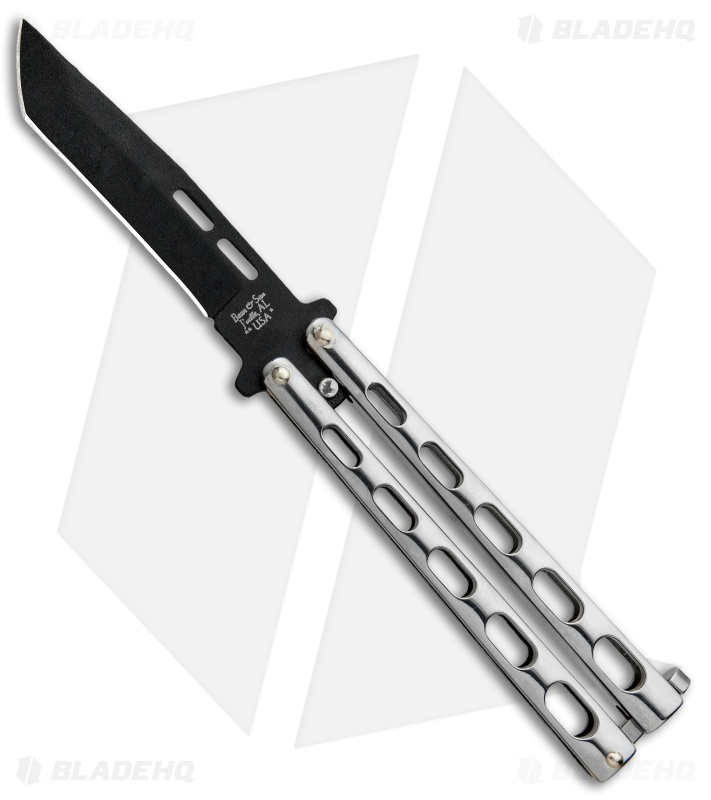 Bear &  Son Tanto Butterfly Knife Stainless Steel  (4.1" Black) SS15TAN 