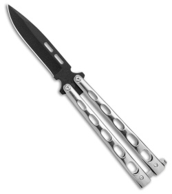 Bear &  Son Spear Point Butterfly Knife Stainless Steel (4.1" Black) SS15