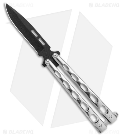 Bear &  Son Spear Point Butterfly Knife Stainless Steel (4.1" Black) SS15