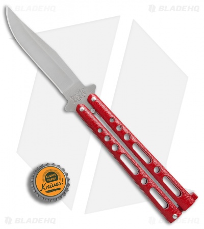 Bear & Son 117 Large Butterfly Knife Red  (4" Satin)