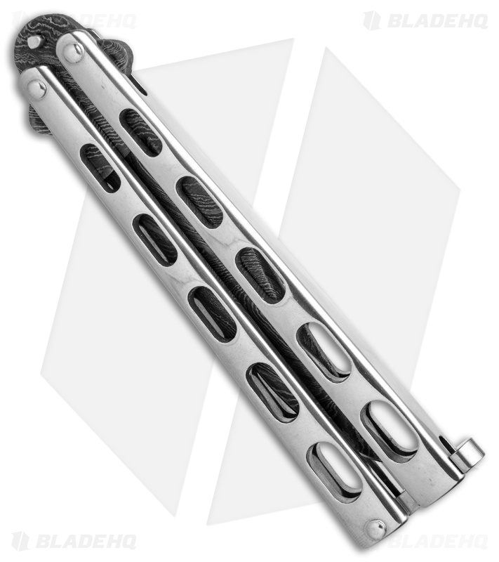 Bear &  Son Clip Point Butterfly Knife Stainless Steel  (4.1" Damascus) SS14D