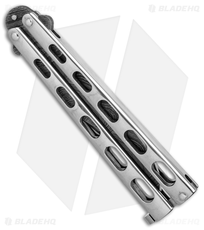Bear &  Son Clip Point Butterfly Knife Stainless Steel  (4.1" Damascus) SS14D