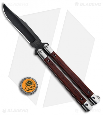 Bear Butterfly Knife w/ Cocobolo Wood Handles (4" Black) CB17