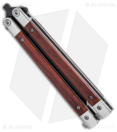 Bear Butterfly Knife w/ Cocobolo Wood Handles (4" Black) CB17