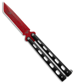 Bear and Son Widow Series Butterfly Knife Black (4" Red Tanto)