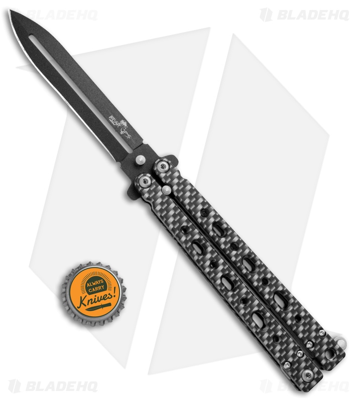 Bear OPS Bear Song V Butterfly Knife Sim Carbon Fiber (4.38" Black) B-500-A1CF