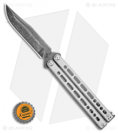 Bear Ops Bear Song VIII Butterfly Knife Clip Point Gray Steel (4.5" Damascus)