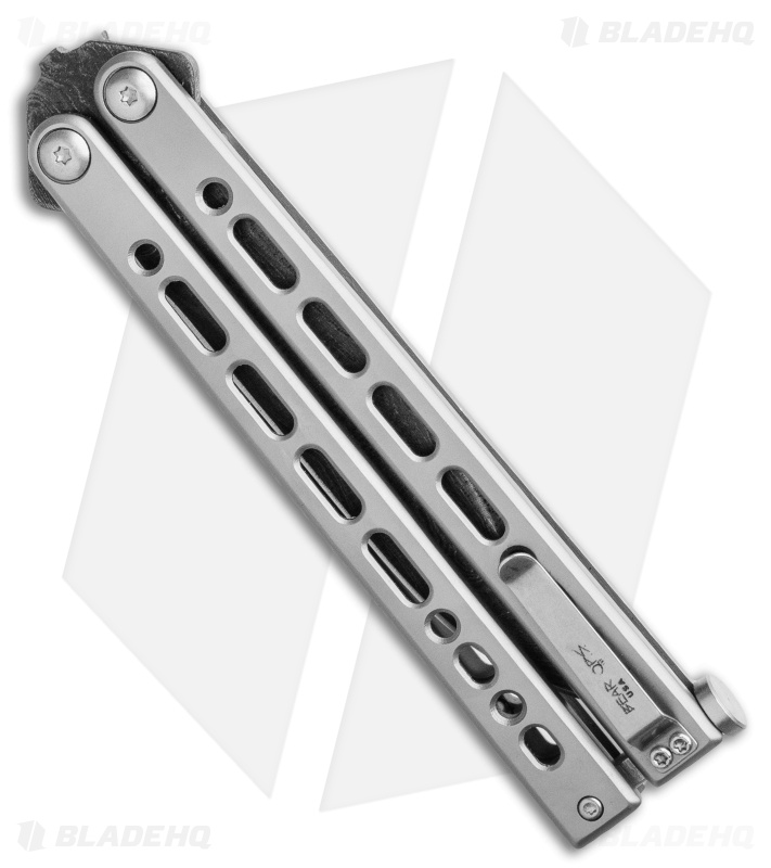 Bear Ops Bear Song VIII Butterfly Knife Clip Point Gray Steel (4.5" Damascus)