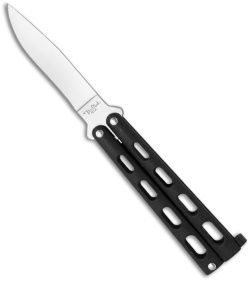 Benchmark Small Black Butterfly Knife (3.38" Satin Plain) BM007