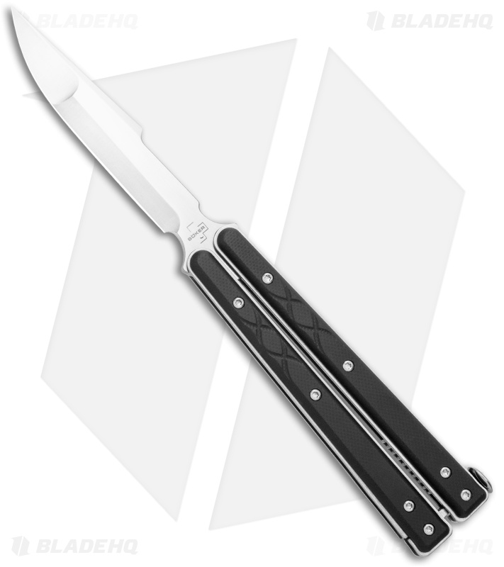 Boker Plus Balisong Tactical Small Butterfly Knife Black G-10 (3.4" Satin)