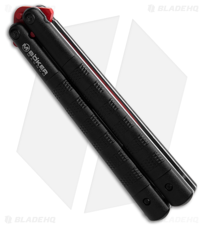 Boker Relack Trainer Butterfly Knife Black Aluminum (4" Red)
