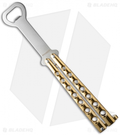 Boker Magnum Balisong Gold Bottle Opener Butterfly Knife (3.5" Satin) 09SC012