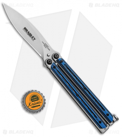 Bradley Kimura Butterfly Balisong Knife Black/Blue G-10 (3.9"  Bead Blast)