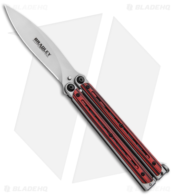 Bradley Kimura Butterfly Balisong Knife Black/Red G-10 (3.9"  Bead Blast)