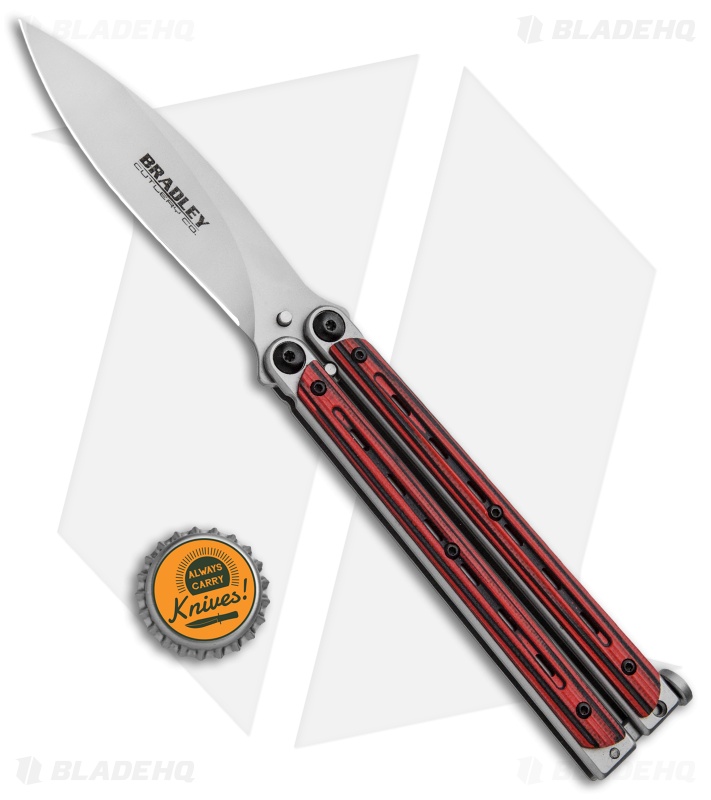 Bradley Kimura Butterfly Balisong Knife Black/Red G-10 (3.9"  Bead Blast)
