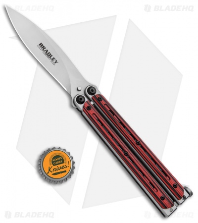 Bradley Kimura Butterfly Balisong Knife Black/Red G-10 (3.9"  Bead Blast)