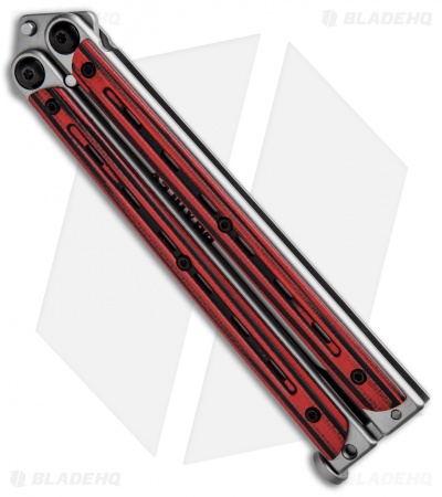 Bradley Kimura Butterfly Balisong Knife Black/Red G-10 (3.9"  Bead Blast)