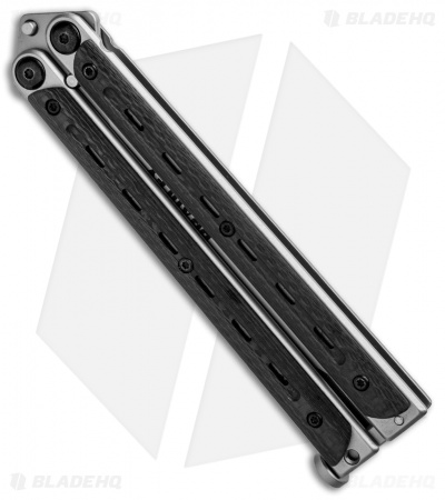 Bradley Kimura Butterfly Balisong Knife Black Carbon Fiber (3.9"  Bead Blast)