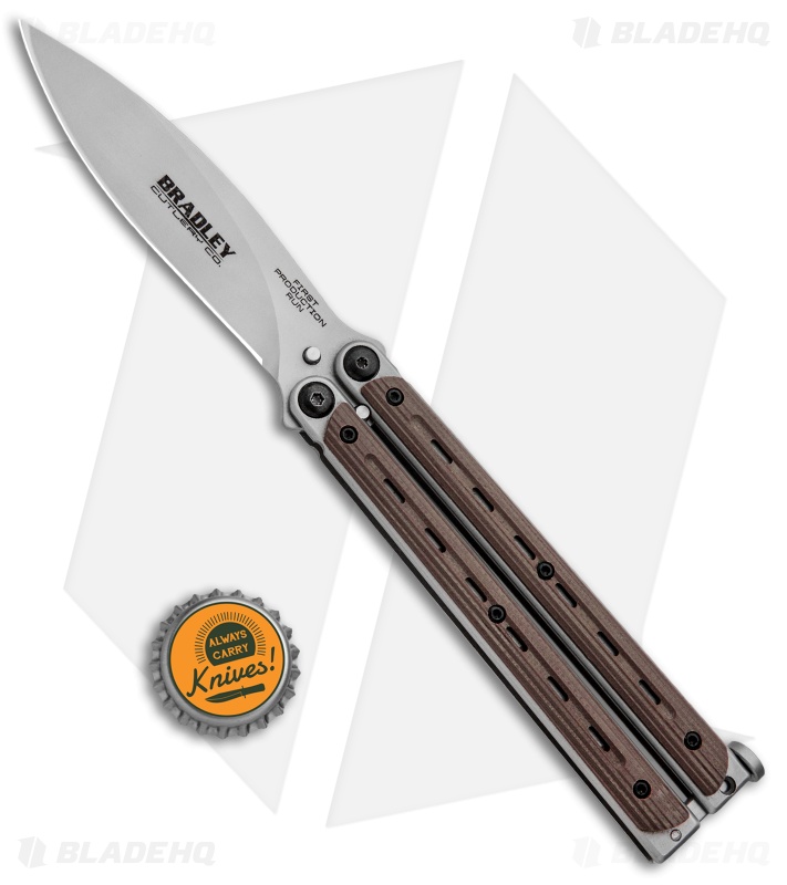 Bradley Kimura Butterfly Balisong Spear Point Knife Brown G-10 (3.9" Bead Blast)
