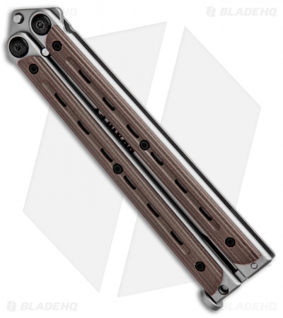 Bradley Kimura Butterfly Balisong Spear Point Knife Brown G-10 (3.9" Bead Blast)