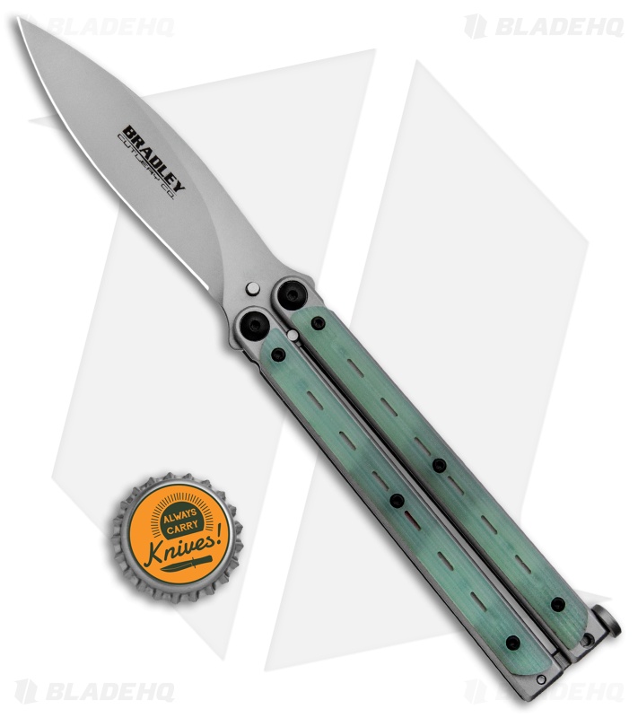 Bradley Kimura Butterfly Balisong Knife Natural Jade G-10 (3.9"  Bead Blast)