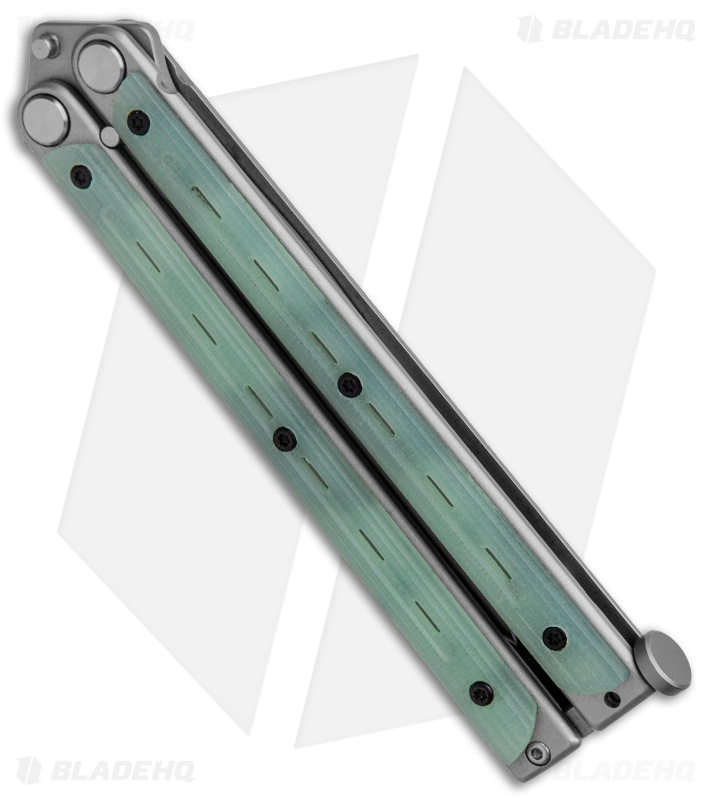 Bradley Kimura Butterfly Balisong Knife Natural Jade G-10 (3.9"  Bead Blast)