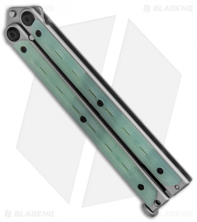 Bradley Kimura Butterfly Balisong Knife Natural Jade G-10 (3.9"  Bead Blast)