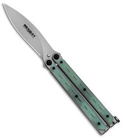 Bradley Kimura Butterfly Balisong Knife Natural Jade G-10 (3.9"  Bead Blast)