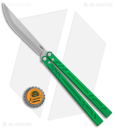 BRS Barebones Balisong Butterfly Knife Green Aluminum Channel (4.5" SW)