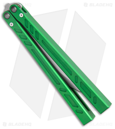 BRS Barebones Balisong Butterfly Knife Green Aluminum Channel (4.5" SW)