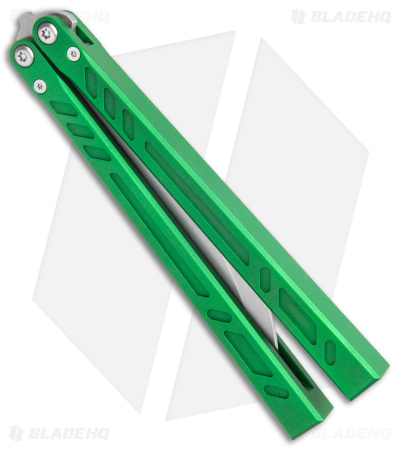 BRS Barebones Balisong Butterfly Knife Green Aluminum Channel (4.5" SW)