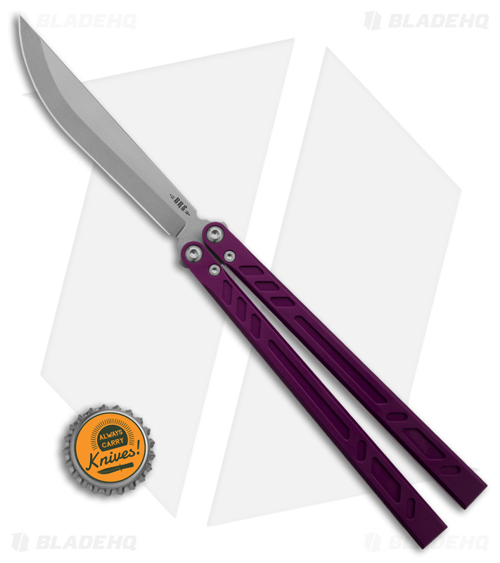 BRS Barebones Balisong Butterfly Knife Purple Aluminum Channel (4.5" SW)