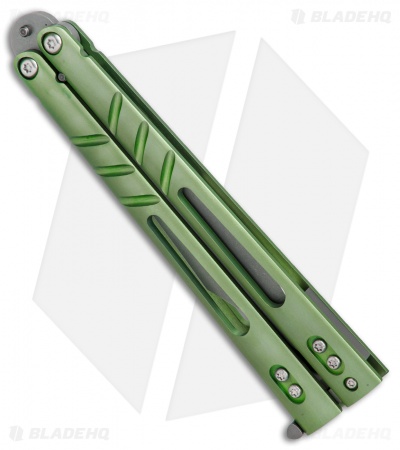 BRS Alpha Beast Infinity Balisong Butterfly Knife Green Ti (4.5" Stonewash)