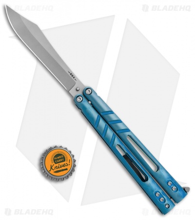 BRS Alpha Beast Infinity Balisong Butterfly Knife Titanium Blue (4.5" SW)