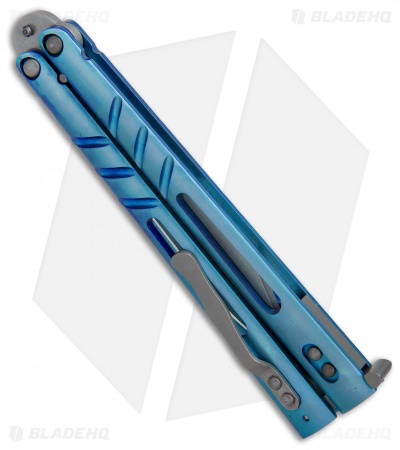 BRS Alpha Beast Infinity Balisong Butterfly Knife Titanium Blue (4.5" SW)