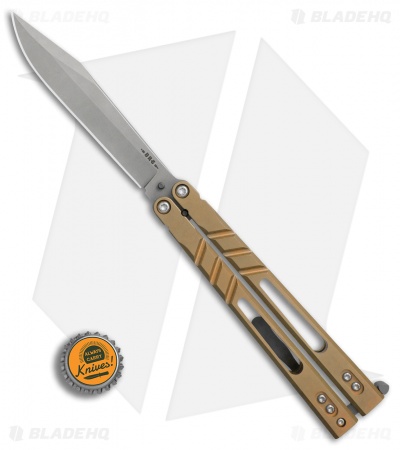 BRS Premium ALT Alpha Beast Balisong Butterfly Knife  Bronze Ti (4.5" Stonewash)