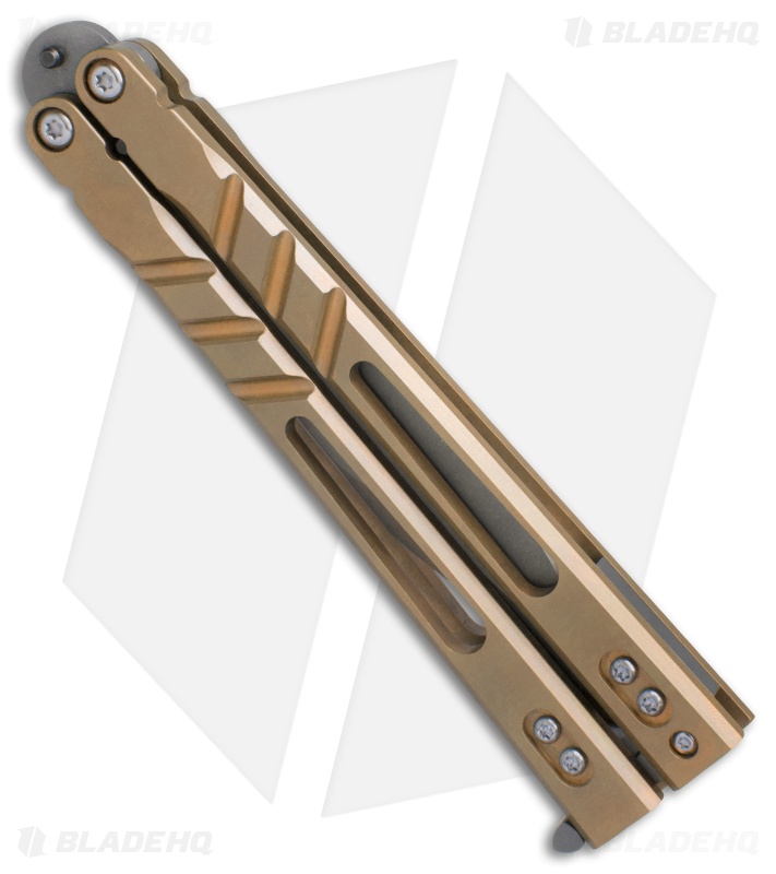 BRS Premium ALT Alpha Beast Balisong Butterfly Knife  Bronze Ti (4.5" Stonewash)