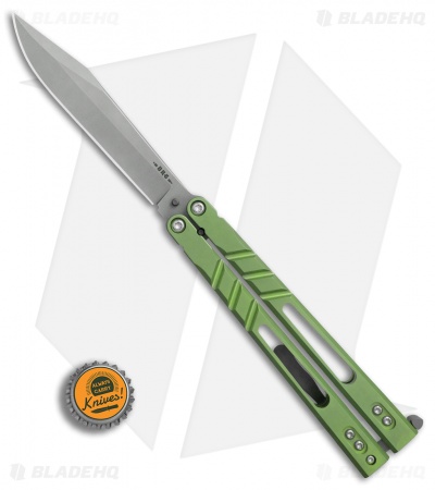 BRS Premium ALT Alpha Beast Balisong Butterfly Knife  Green Ti (4.5" Stonewash)