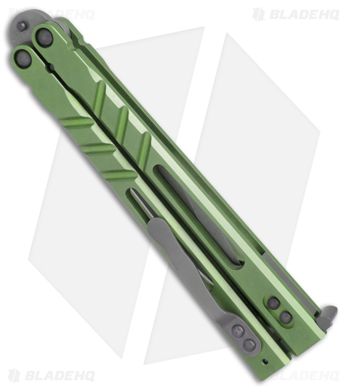 BRS Premium ALT Alpha Beast Balisong Butterfly Knife  Green Ti (4.5" Stonewash)