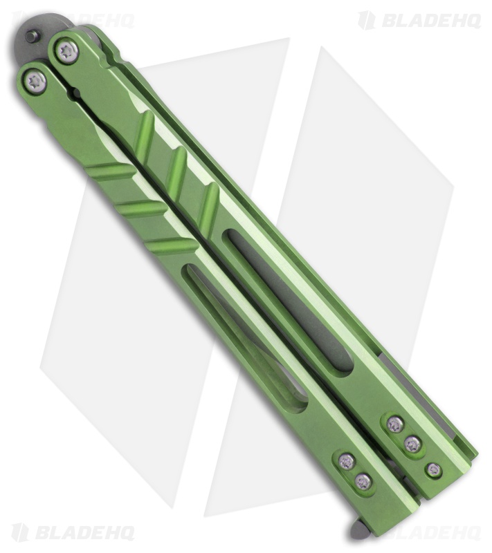 BRS Premium ALT Alpha Beast Balisong Butterfly Knife  Green Ti (4.5" Stonewash)